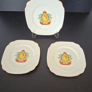 Set of 3 Pre-Owned Elizabeth II Coronation Saucer Plates -Windsor England Bone
